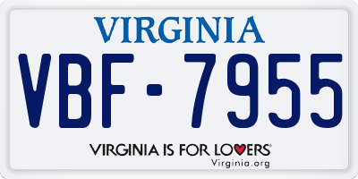 VA license plate VBF7955