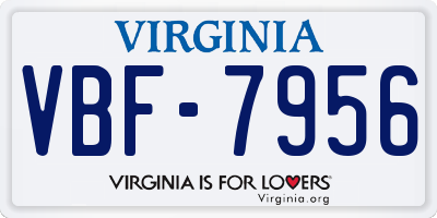 VA license plate VBF7956