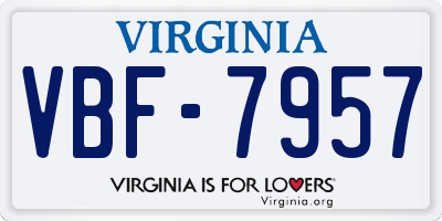 VA license plate VBF7957