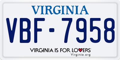 VA license plate VBF7958
