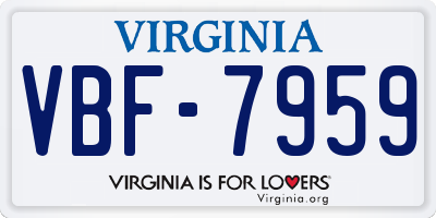 VA license plate VBF7959