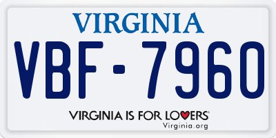 VA license plate VBF7960
