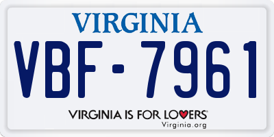 VA license plate VBF7961