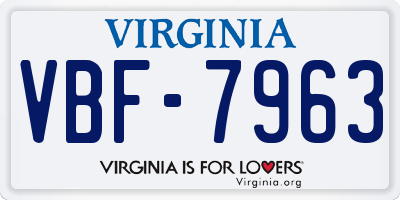 VA license plate VBF7963