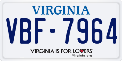 VA license plate VBF7964