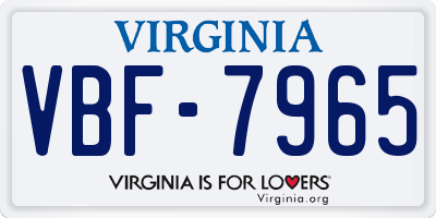 VA license plate VBF7965