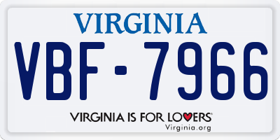 VA license plate VBF7966