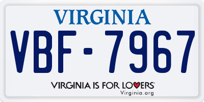 VA license plate VBF7967