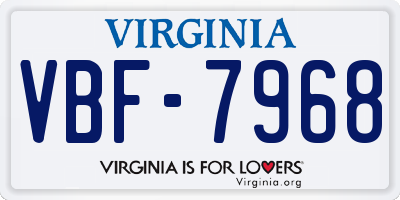 VA license plate VBF7968