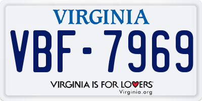 VA license plate VBF7969