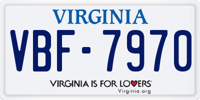 VA license plate VBF7970
