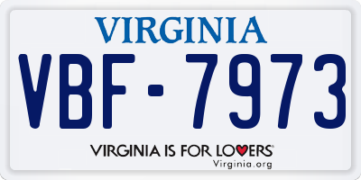 VA license plate VBF7973