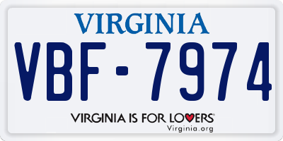 VA license plate VBF7974