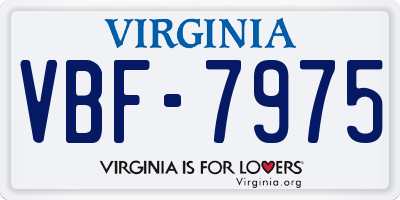 VA license plate VBF7975