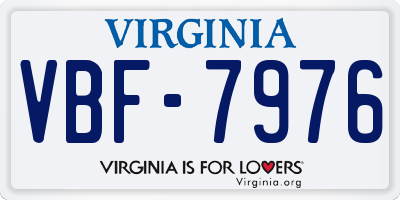 VA license plate VBF7976