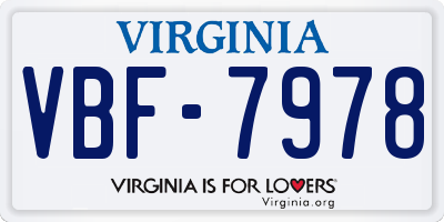 VA license plate VBF7978