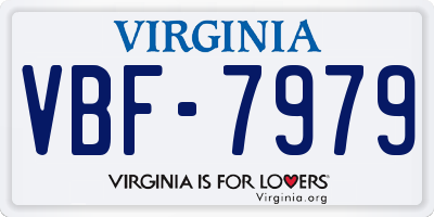 VA license plate VBF7979