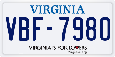 VA license plate VBF7980