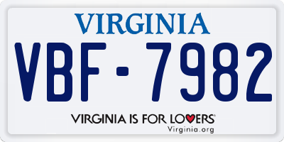 VA license plate VBF7982