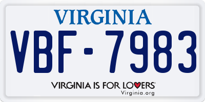 VA license plate VBF7983