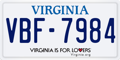 VA license plate VBF7984