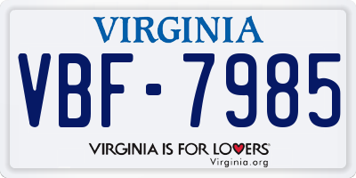 VA license plate VBF7985
