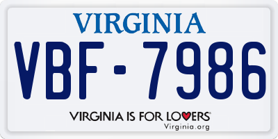 VA license plate VBF7986