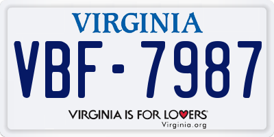 VA license plate VBF7987