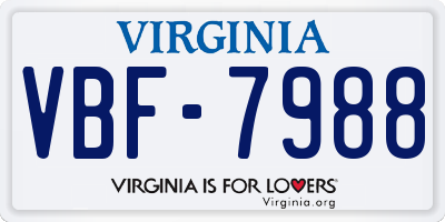 VA license plate VBF7988