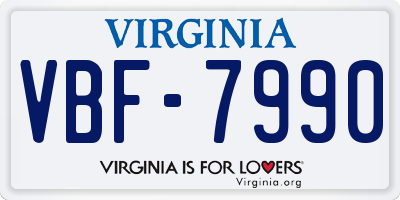 VA license plate VBF7990