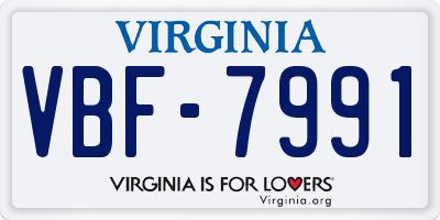 VA license plate VBF7991