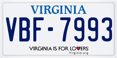 VA license plate VBF7993
