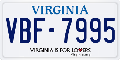VA license plate VBF7995