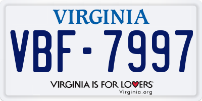 VA license plate VBF7997