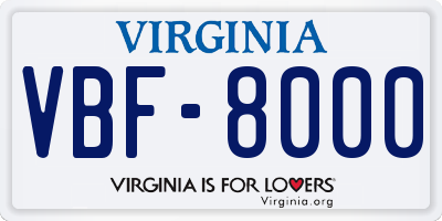 VA license plate VBF8000