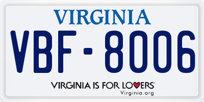 VA license plate VBF8006