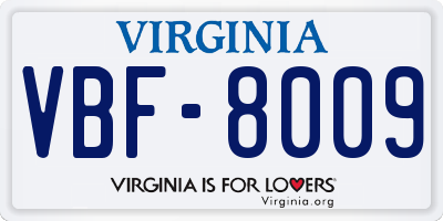 VA license plate VBF8009