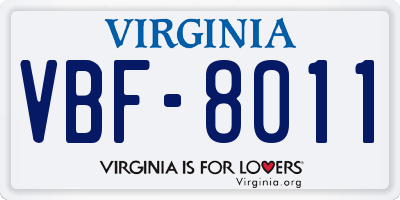 VA license plate VBF8011