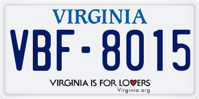 VA license plate VBF8015