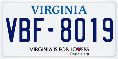 VA license plate VBF8019