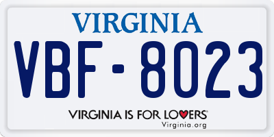 VA license plate VBF8023