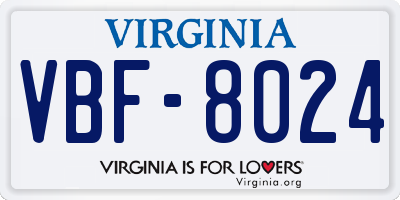 VA license plate VBF8024