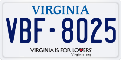 VA license plate VBF8025