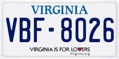 VA license plate VBF8026