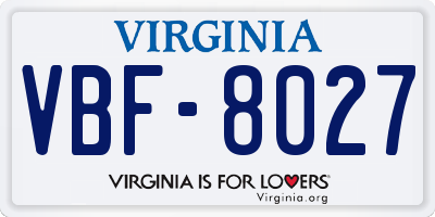 VA license plate VBF8027