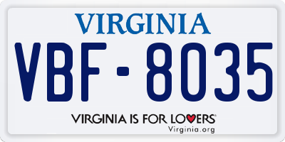 VA license plate VBF8035