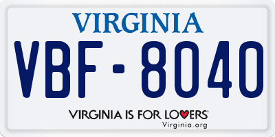 VA license plate VBF8040