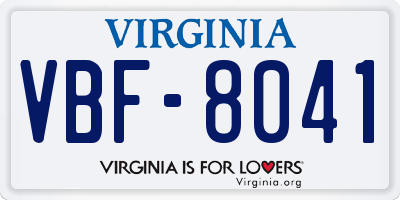 VA license plate VBF8041