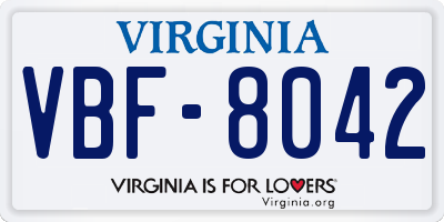 VA license plate VBF8042