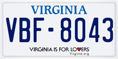 VA license plate VBF8043